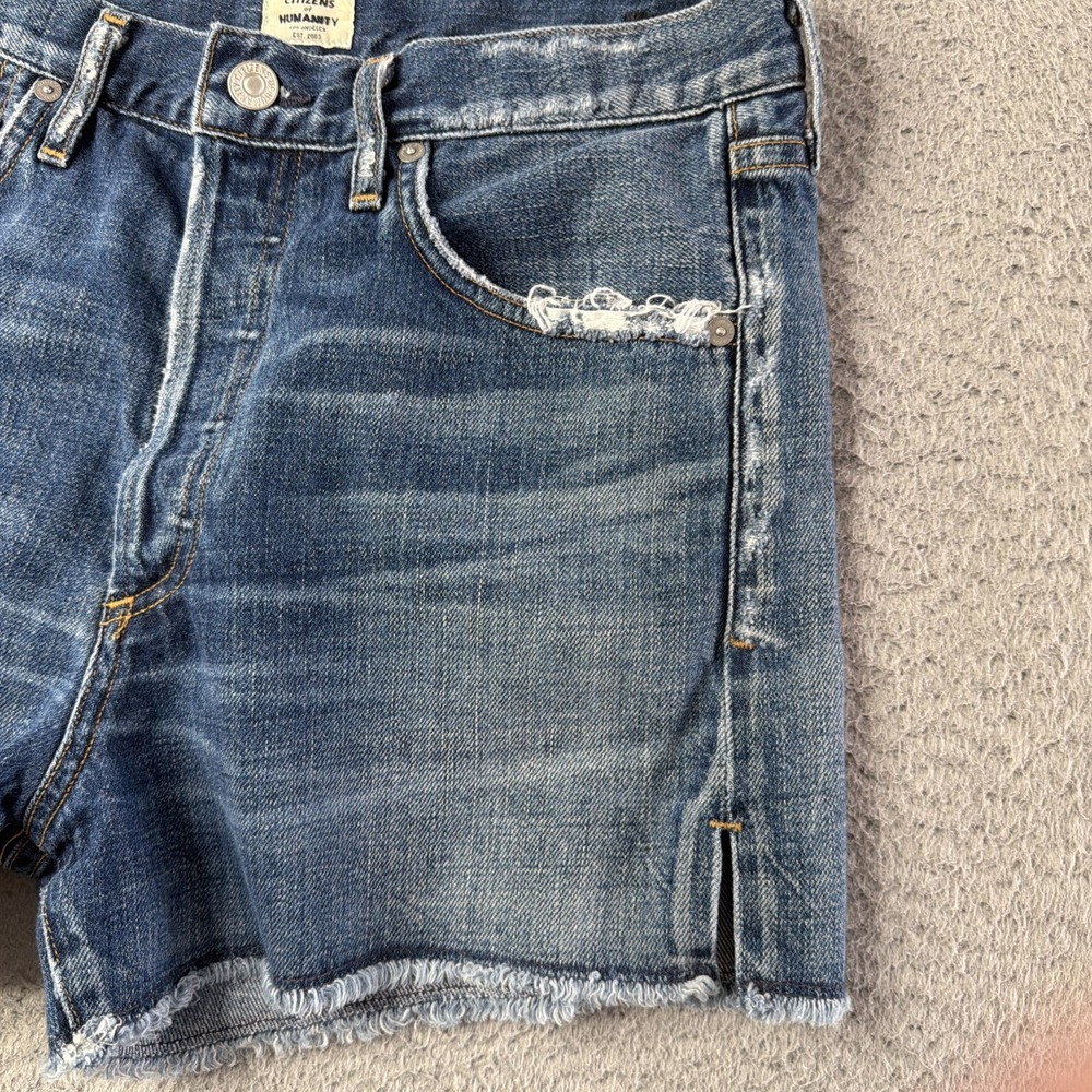 Citizens of Humanity Alyx Classic High Rise Denim Short Size 28 Blue 3" Inseam - Picture 2 of 15